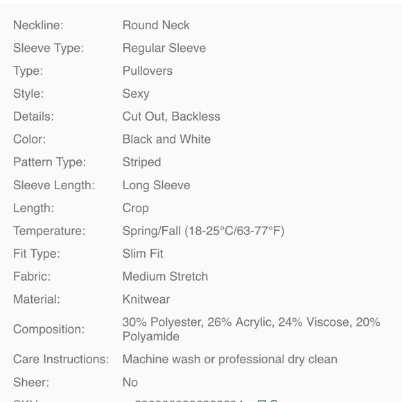 Chic Black and White Striped Open-Back Top NWOT- Never Used - Picture 3 of 5